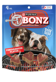 Purina T-Bonz Dog Treats with Porterhouse Flavor & Real Beef Chews, 4 oz Pouch