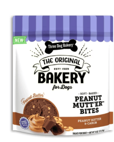 Three Dog Bakery Peanut Mutter Bites, Peanut Butter Cookies, Soft Treats for Dogs, 18oz. Box