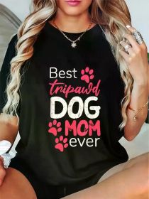 Fashion Tshirt Best Tripawd Dog Mom Ever | Proud Fur Parents Appreciation T-Shirt (Color: Black, size: S)