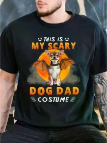 DOG DAD Graphic Print Men's Fashion T-Shirt, Trendy Pure Cotton Top with Short Sleeves, Round Comfortable (Color: Black, size: XXXL)